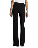 Stretch-Knit Straight-Leg Pants, Black 