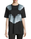 Short-Sleeve Wing-Print Tee, Black