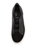 Couture Triple-Stitch Leather & Suede Low-Top Sneaker, Black