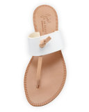 Nice T-Strap Thong Flat Sandal, White/Natural