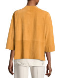 Formentera Drape-Front Suede Jacket, Orange