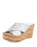 Dani Stretch Wedge Slide Sandal, Silver