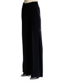 Wide-Leg Trousers W/Flyaway Tuxedo Stripe, Black