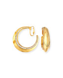 Beaded Golden Clip-On Hoop Earrings