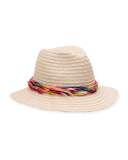 Courtney Feather-Band Wide-Brim Fedora Hat, Neutral