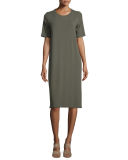 Short-Sleeve Round-Neck Jersey Dress, Petite 