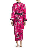 Floral-Print Wrap Robe, Berry Print