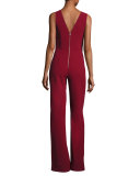 Lina V-Neck Sleeveless Jumpsuit, Wine