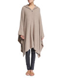 Asham Zip-Front Hooded Poncho, Dark Taupe