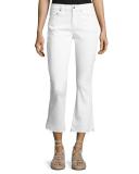 Gia Mid-Rise Cropped Flare Jeans with Released Hem, White