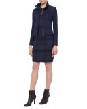 Eda Fitted Plaid Wool Jacket, Blue Jay