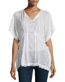 Eyelet Short-Sleeve Poncho