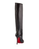 Vitish Leather 100mm Red Sole Knee Boot, Black