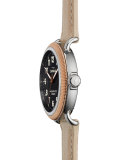Runwell Rose Golden Coin Edge Watch with Leather Strap, 38mm