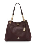 Turnlock Edie Leather Shoulder Bag, Oxblood