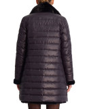 Reversible Mink Stroller Coat, Midnight Blue
