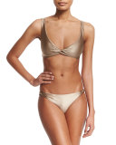 Knotted-Front Swim Top, Bronze
