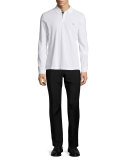 Flat-Front Wool/Mohair Trousers, Black