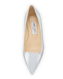Attila Check Leather Flat, White/Silver