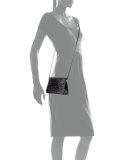 Crocodile Small Clutch Bag, Black Shiny