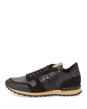 Rockrunner Leather and Suede Sneaker, Black