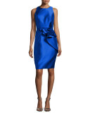 Sleeveless Ruffle-Trim Satin Cocktail Dress, Royal