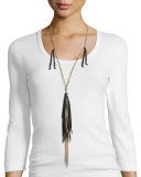 Long Necklace W/ Tassels, Black