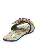 Mogador Anemone Slide Sandal, Turchese