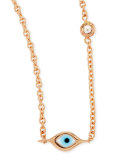 14k Rose Gold Evil Eye Necklace with Single Diamond