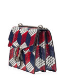 Dionysus Medium Cubic-Python Shoulder Bag, Red/White/Blue