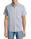 Grotto Striped Short-Sleeve Sport Shirt, Green