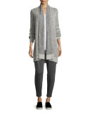 Organic Peruvian Cotton Boucle Cardigan, Ash-Soft/White