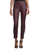 Leather-Like Ponte Skinny Jeans, Merlot