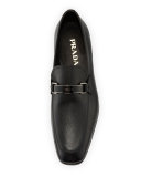 Saffiano Leather Bit Loafer, Black