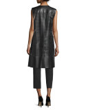 Faye Laser-Cut Leather Long Vest