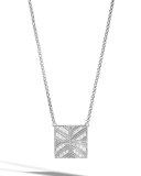 Modern Chain Diamond Box Pendant Necklace