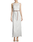 Teviston Embroidered-Lace Belted Dress