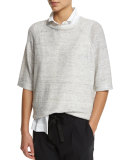 3/4-Sleeve Paillettes Pullover Top, Truffle
