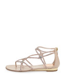 Crystal Gladiator Sandal, Beige/Vintage Rose