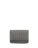 Woven Flap Credit Card Case, Light Gray