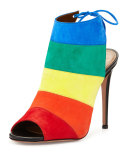 Rainbow Striped Suede Sandal, Multi
