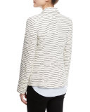 Sleeveless Twist-Front Poplin Blouse, Sky