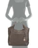 Beverly Woven Double-Handle Tote Bag, Gray