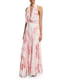 Sleeveless Halter Floral-Print Maxi Dress 