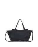 Rockstud Rolling Leather Tote Bag, Black