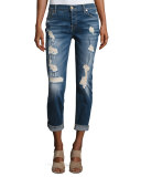 Josefina Relaxed-Fit Distressed Jeans, Blue