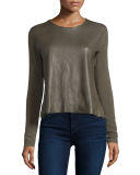 Leather-Front French Terry Top