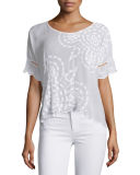 Sheree Short-Sleeve Embroidered Top, Plus Size