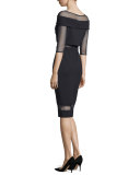 Cocotte Half-Sleeve Illusion Cocktail Dress 