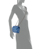 Baby Olimpia Snakeskin Shoulder Bag, Cobalt